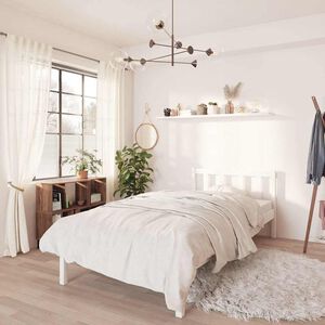 vidaXL إطار سرير خشب صنوبر صلب أبيض 90&times;200 سم