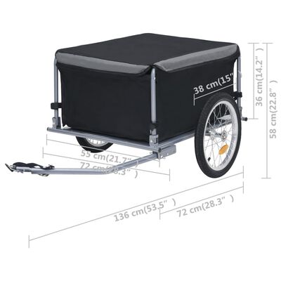 vidaXL عربة دراجة أسود ورمادي 65 كجم