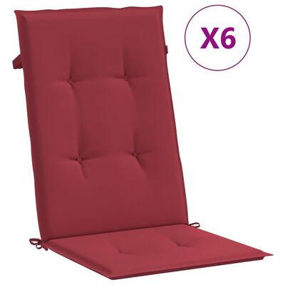 vidaXL وسائد كرسي حديقة 6 ق أحمر خمري 120×50×3 سم