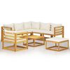 3057645 vidaXL 8 Piece Garden Lounge Set with Cushion Cream Solid Acacia Wood (311853+311855+311857+311868) - Untranslated