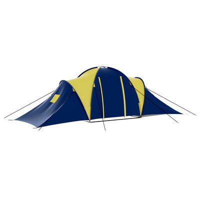 vidaXL Camping Tent Polyester 9 Persons Blue-yellow