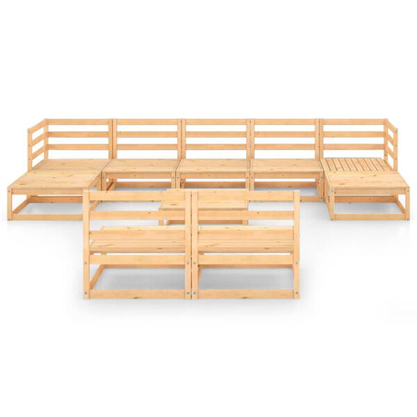 vidaXL عدد 10 قطع طقم جلسة حديقة خشب صنوبر صلب