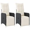 vidaXL كراسي استلقاء للحديقة 2 ق مع وسائد بولي روطان لون أسود