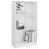 vidaXL 800870 vidaXL 3-Tier Book Cabinet High Gloss White 60x24x109 cm Engineered Wood