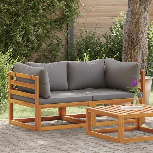 vidaXL أرائك ركنية مقطعية 2 ق مع وسائد رمادي داكن