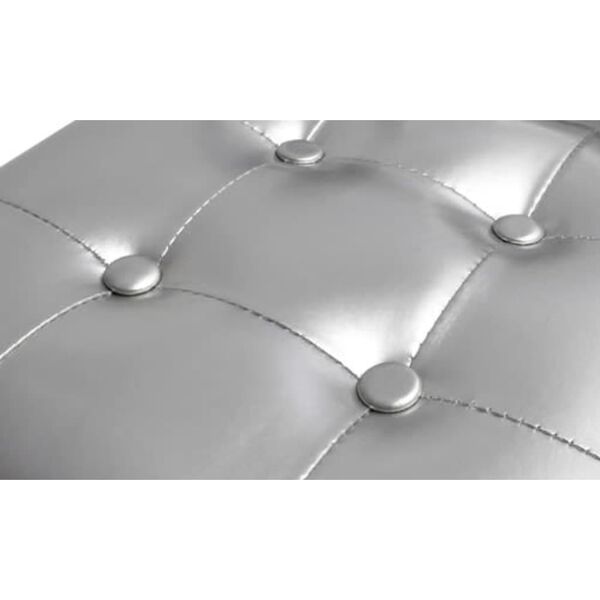 vidaXL كرسي مستدير مع مسند قدم فضي جلد صناعي