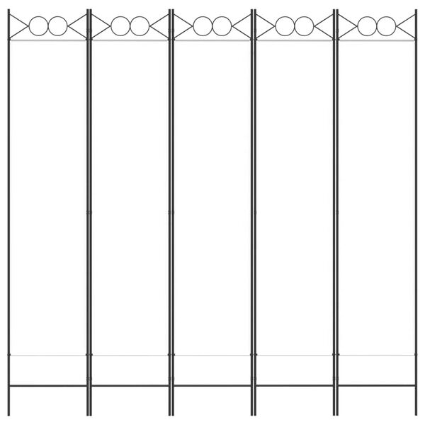 vidaXL مقسم غرفة 5-ألواح أبيض 200×200 سم قماش