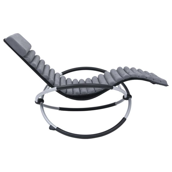 vidaXL كرسي تشمس خارجي مع وسادة فولاذ رمادي