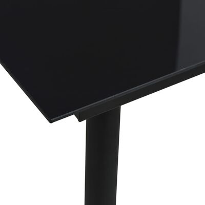vidaXL طاولة سفرة حديقة لون أسود 80×80×74 سم فولاذ وزجاج