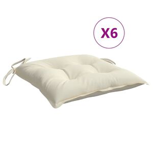 vidaXL وسائد كرسي 6 ق أبيض كريمي 40&times;40&times;7 سم