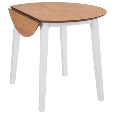 vidaXL طاولة سفرة بالأجنحة القابلة للطي مستديرة خشب MDF أبيض