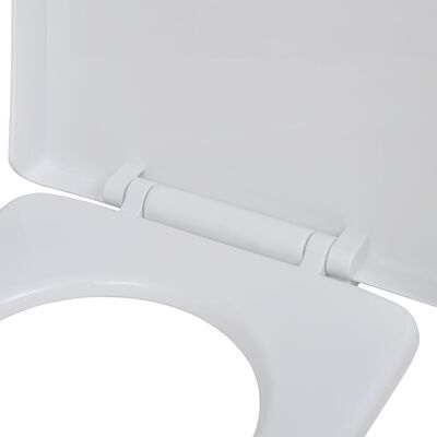 vidaXL مقعد مرحاض أبيض ناعم الإغلاق مربع الشكل