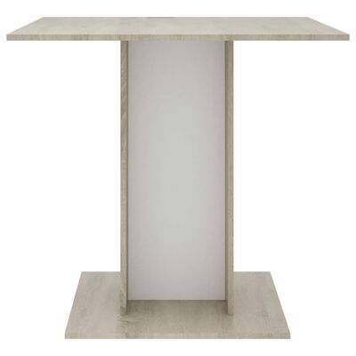 vidaXL طاولة سفرة أبيض وسونوما اوك 80×80×75 سم خشب مضغوط