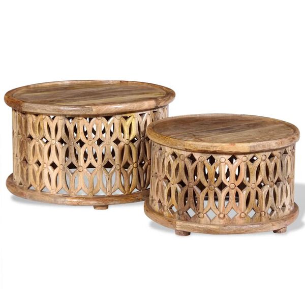 vidaXL طقم طاولة قهوة 2 قطع خشب مانجو صلب