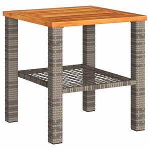 vidaXL طاولة حديقة لون رمادي 42x40x40 سم بولي روطان وخشب أكاسيا