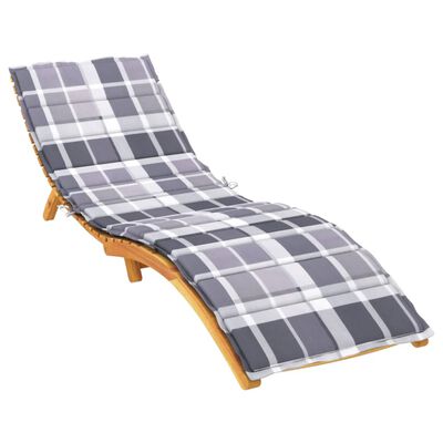 vidaXL وسادة كرسي تشمس نمط كاروهات رمادي 200×50×3 سم قماش