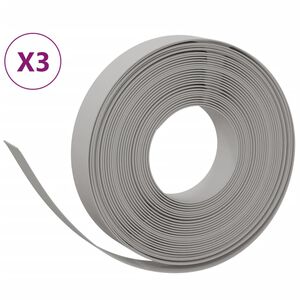 vidaXL سياجات حديقة 3 قطع لون رمادي 10 م 10 سم بولي إيثيلين