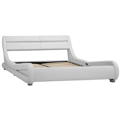 vidaXL إطار سرير مع إضاءة LED جلد صناعي أبيض 200x160 سم