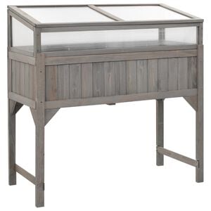 vidaXL حوض حديقة مرتفع مع دفيئة 110&times;54&times;120 سم خشب تنوب صلب