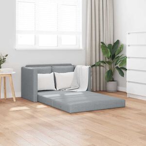vidaXL سرير أريكة أرضي 2 في 1 لون رمادي فاتح 55x174x112 سم قماش