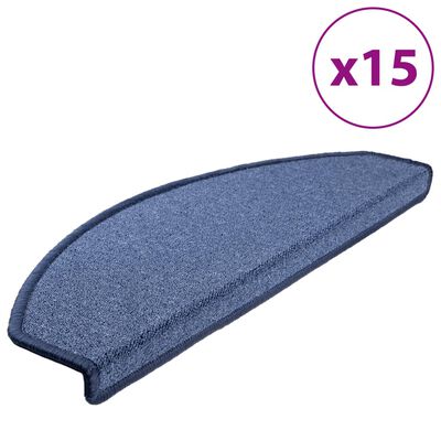 vidaXL دواسات سجاد الدرج 15 ق أزرق 65×24×4 سم