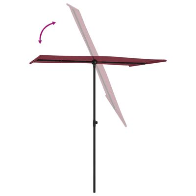 vidaXL مظلة شمسية خارجية مع عمود ألومنيوم 180×130 سم أحمر بوردو