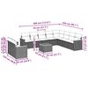 vidaXL طقم أريكة حديقة 11 قطعة مع وسائد لون أسود بولي روطان