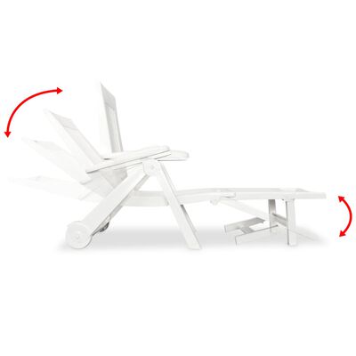 vidaXL كرسى تشمس مع مسند قدم بلاستيك أبيض