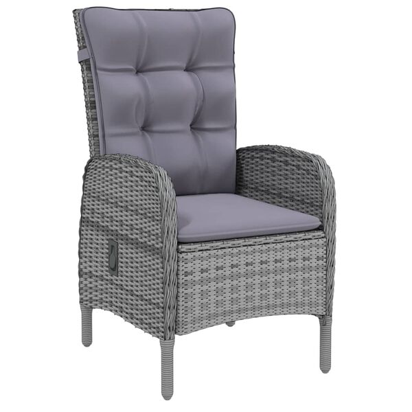 vidaXL طقم سفرة حديقة 9 قطع بولي روطان رمادي