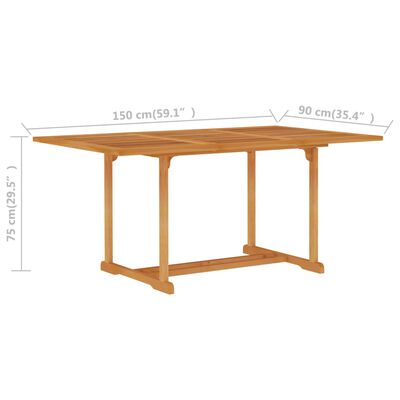 vidaXL طاولة حديقة 150×90×75 سم خشب ساج صلب