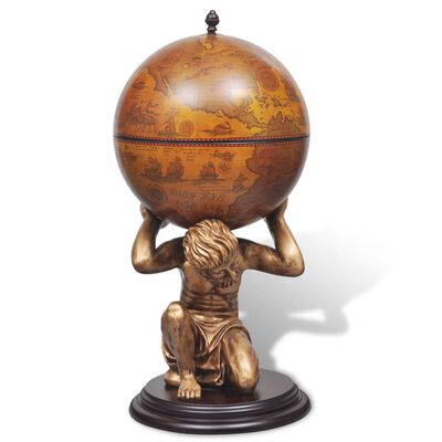 vidaXL بار مجسم الكرة الأرضية حامل نبيذ تصميم أطلس 42×42×85 سم
