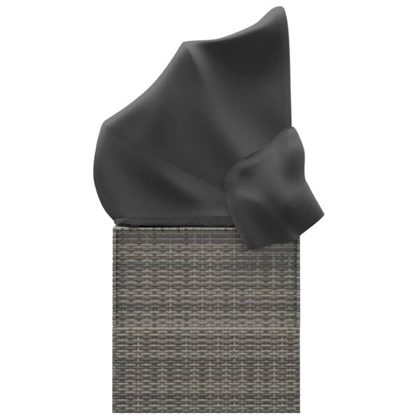 vidaXL سرير استرخاء خارجي بسقف ووسائد من خشب الروطان الصناعي الرمادي