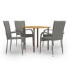 3072486 vidaXL 5 Piece Garden Dining Set Poly Rattan Grey (44233+310085) - Untranslated