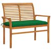 3062669 vidaXL Garden Bench with Green Cushion 112 cm Solid Teak Wood (47407+314937) - Untranslated