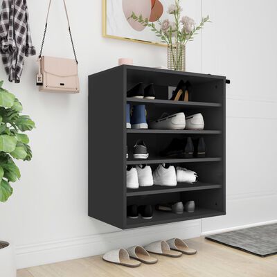 vidaXL خزانة أحذية أسود 60×35×70 سم خشب صناعي