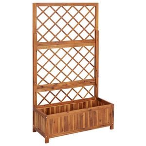 vidaXL صندوق زهور مرتفع مع تعريشة 85&times;38&times;150 سم خشب أكاسيا صلب