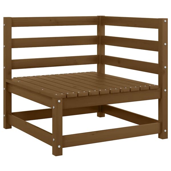 vidaXL أريكة حديقة ركنية مع وسائد كريمي خشب صنوبر صلب