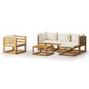 3057635 vidaXL 6 Piece Garden Lounge Set with Cushion Cream Solid Acacia Wood (311853+311855+311868) - Untranslated