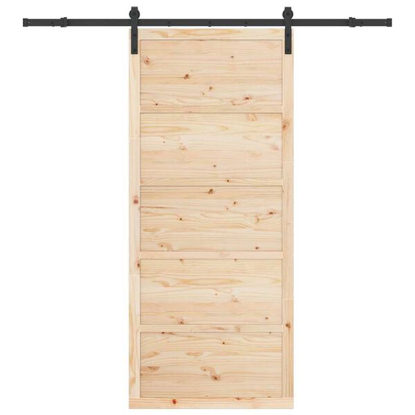 vidaXL باب منزلق بني 80 × 208 سم solid pine wood