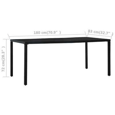vidaXL طاولة حديقة لون أسود 180×83×72 سم فولاذ