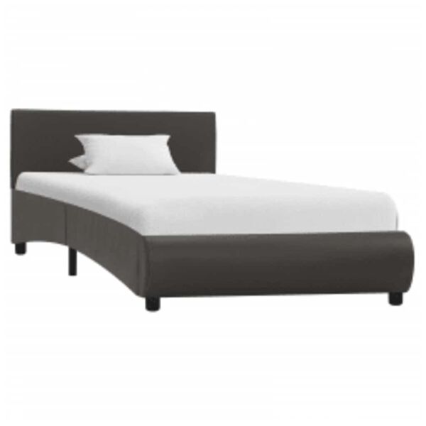 vidaXL إطار سرير مع إضاءة LED رمادي جلد صناعي 90&times;200 سم