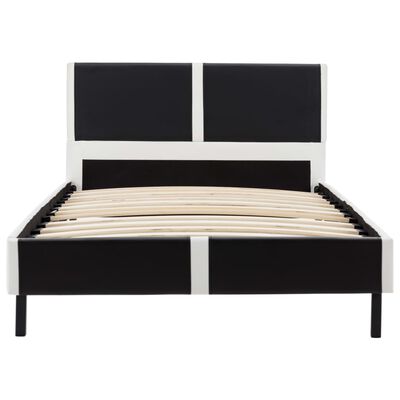 vidaXL إطار سرير جلد صناعي أسود وأبيض 200x90 سم