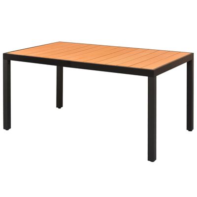 vidaXL طاولة حديقة أسود 150×90×74 سم ألومنيوم و خشب WPC