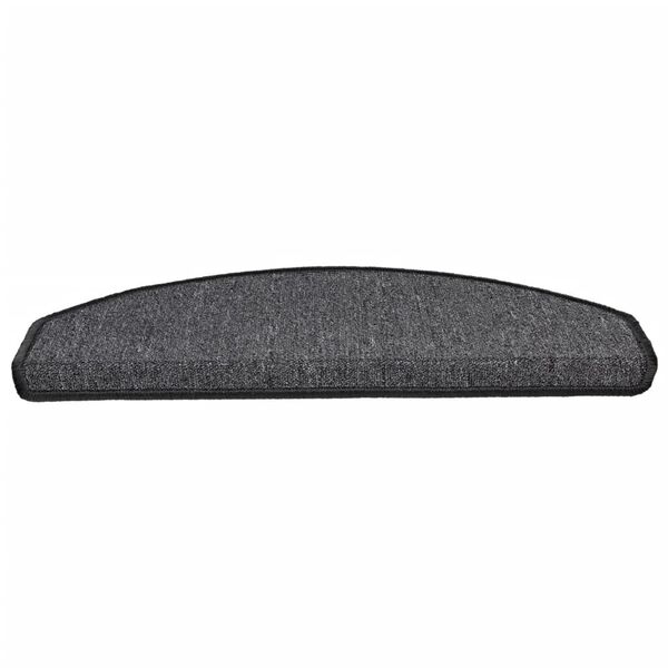 vidaXL سجادات درج، 15 قطعة، 65&times;24&times;4 سم، نصف دائري كبير، لون أنثراسيت