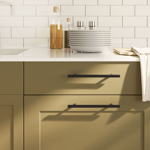 vidaXL مقابض خزانة 20ق أسود فولاذ مقاوم للصدأ 160 ملم