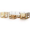 3057660 vidaXL 7 Piece Garden Lounge Set with Cushion Cream Solid Acacia Wood (311853+311857+311859+311868) - Untranslated