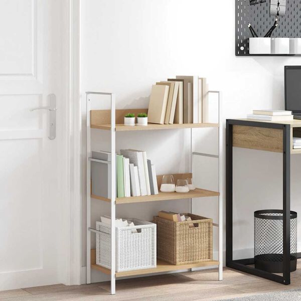 vidaXL رف كتب vidaXL 3 طبقات لون بلوط 60&times;27.6&times;90.5 سم خشب صناعي