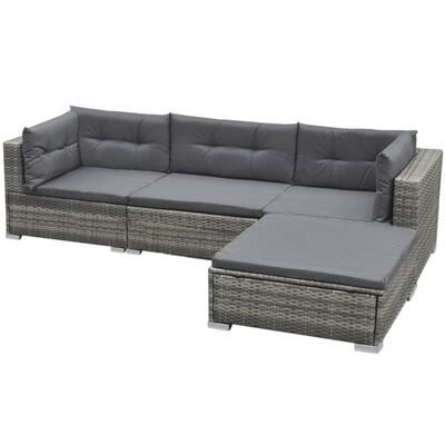 begaan feit Huiswerk vidaXL 5 Piece Garden Lounge Set with Cushions Poly Rattan Grey | vidaXL.ae