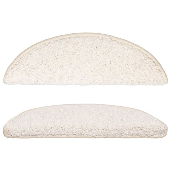 vidaXL سجادات درج، 15 قطعة، 56 × 17 × 3 سم، أبيض، نصف دائري