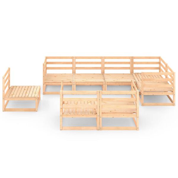vidaXL طقم جلسة حديقة 8 قطع خشب صنوبر صلب